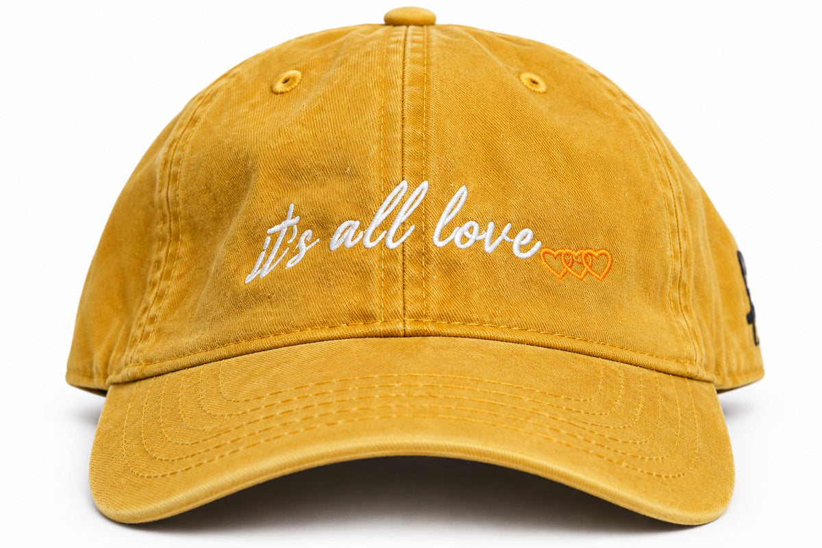 it’s all love… dad hat - Washed Mustard — front